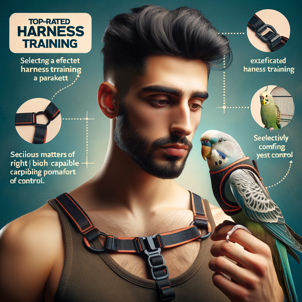Professional bird trainer demonstrating effective parakeet harness training with the best-rated bird harness, offering valuable parakeet training tips and emphasizing the importance of choosing the right harness.