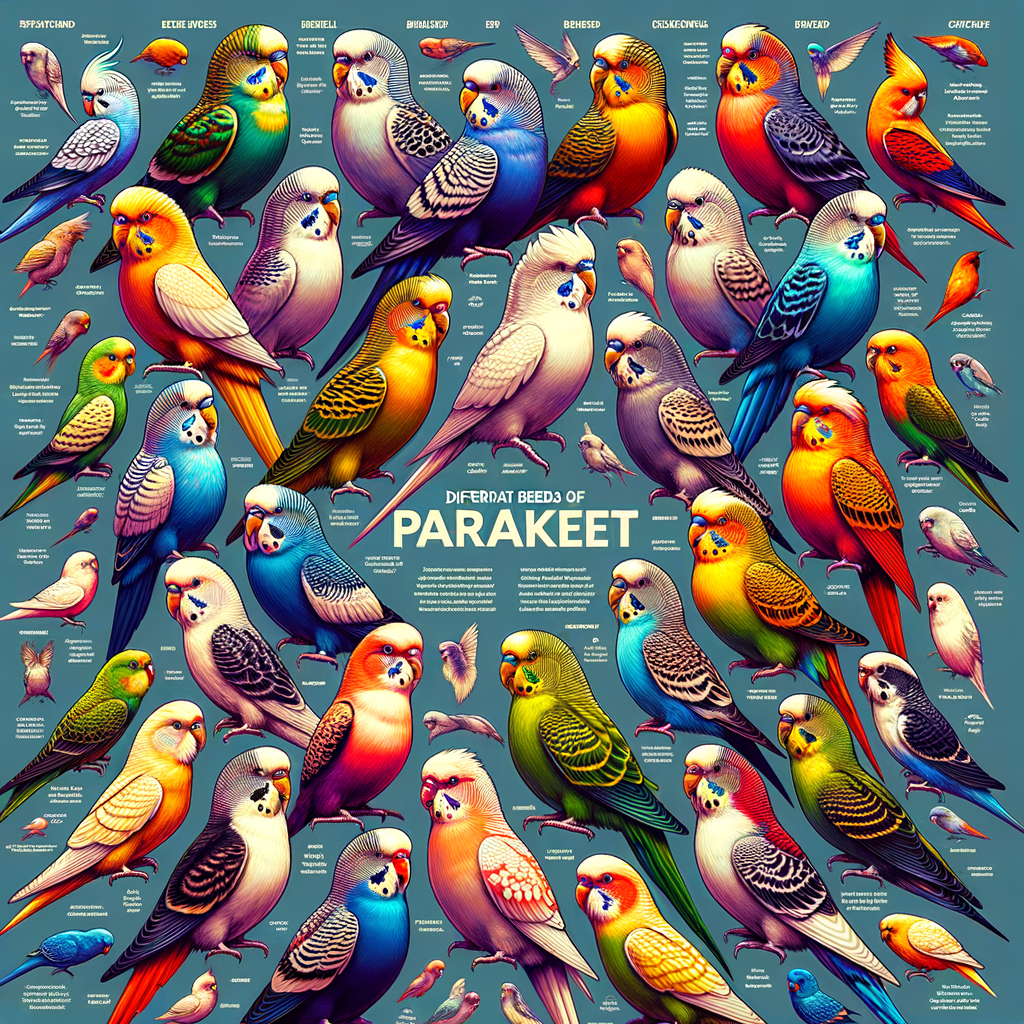Infographic illustrating different parakeet breeds for easy identification, a perfect guide to exploring parakeet species and understanding parakeet types.