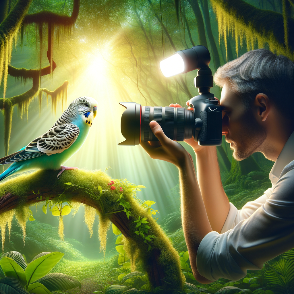 Professional bird photographer using bird photography techniques to capture budgie beauty in nature, providing tips for photographing budgies for bird lovers.